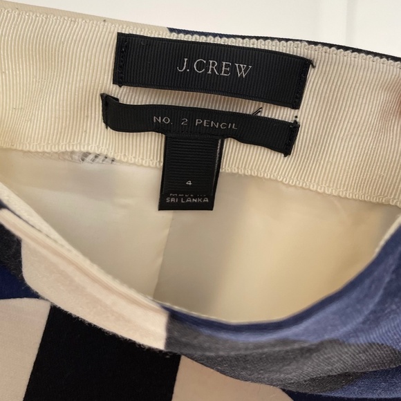SALE! J. CREW No. 2 Pencil Skirt Black/Blue/Cream Geometric Circle Print: Size 4 - Picture 4 of 9
